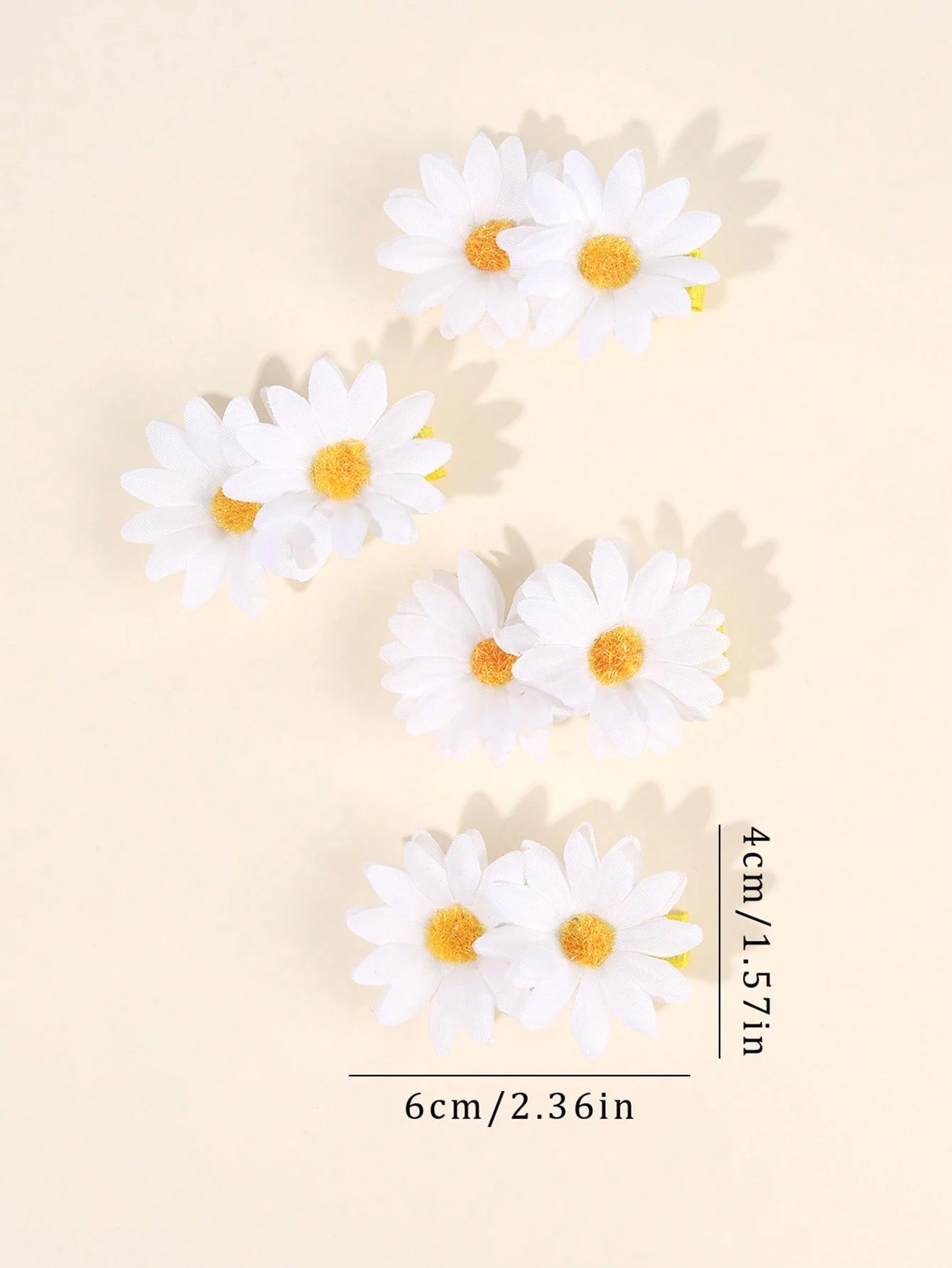 4 stk Hårklemmer med Marguerit Blomster