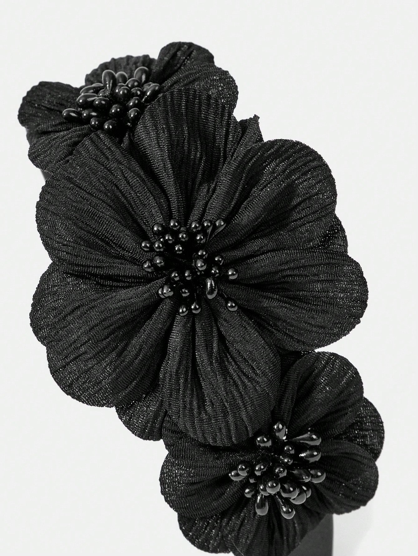 Sort Hårbøjle med Blomster