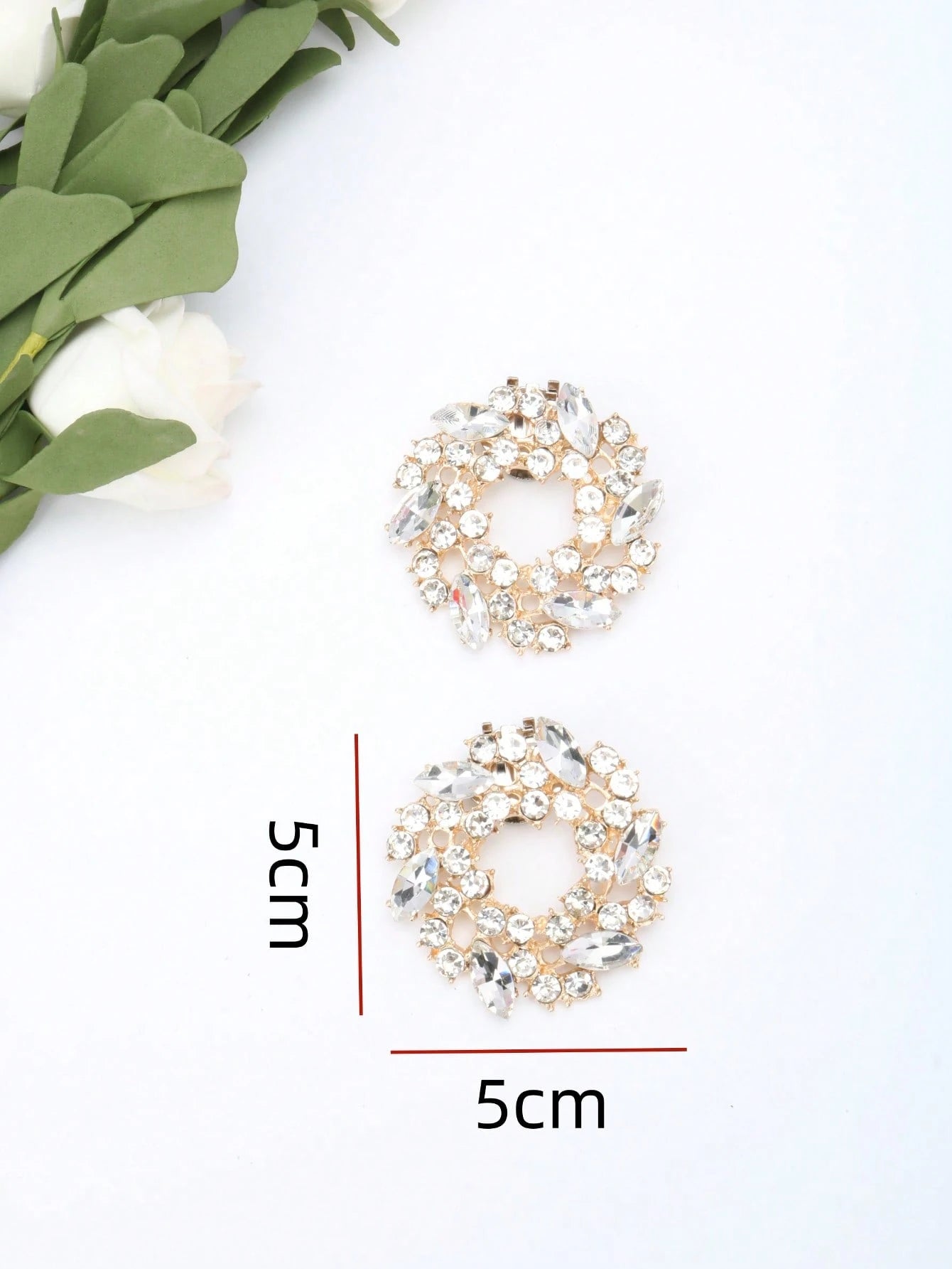 Sko Smykker med Gyldne Kranse & Klare Krystalperler