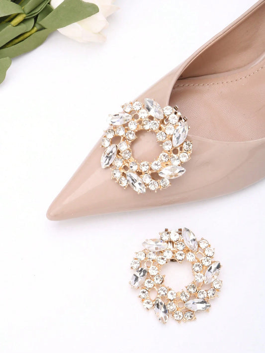 Sko Smykker med Gyldne Kranse & Klare Krystalperler