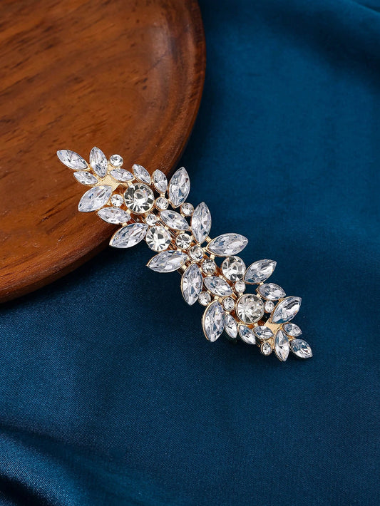 Gyldent PatentspĂŠnde i Blomster-Design - med Klare Krystalperler