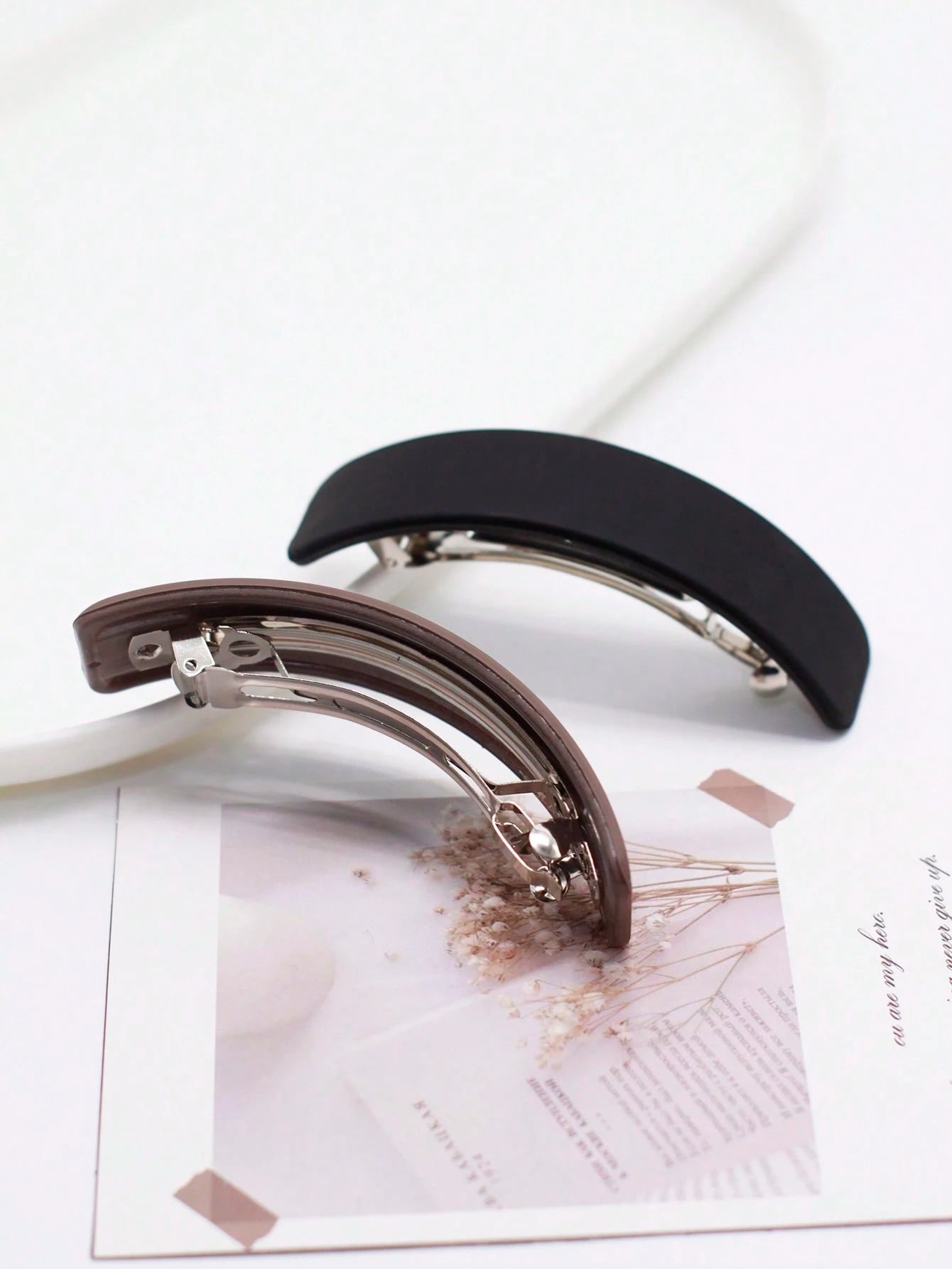 2 Patent Hårspænder i Sort & Brun