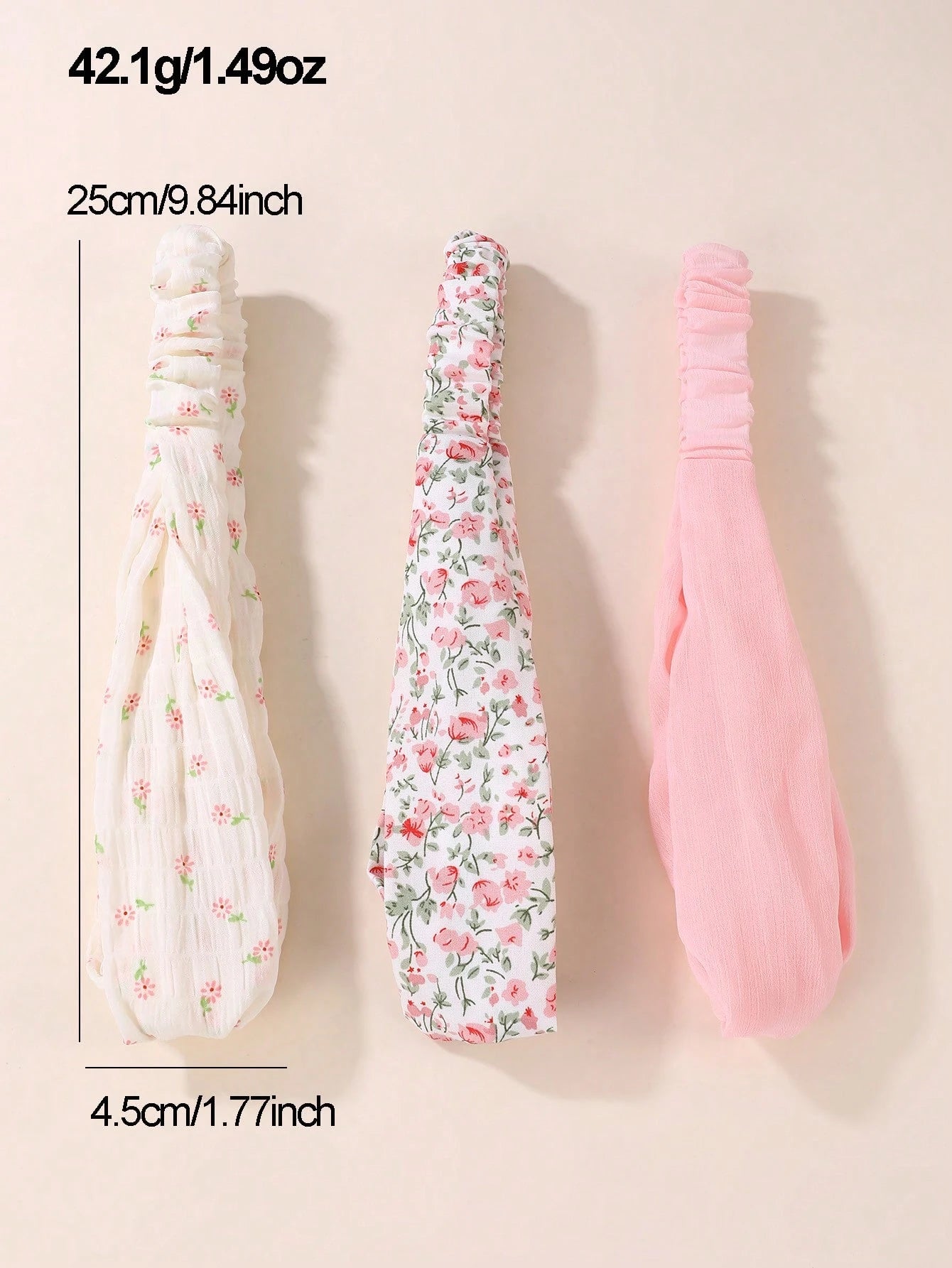 3 Hårbånd med Snoning - Lyserøde Farver & Blomsterprint