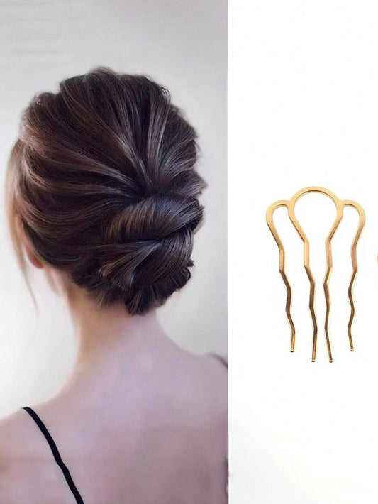 3 Hårkamme i Gyldent Metal