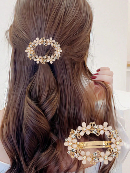 Gyldent PatentspĂŠnde med Blomster & Perler