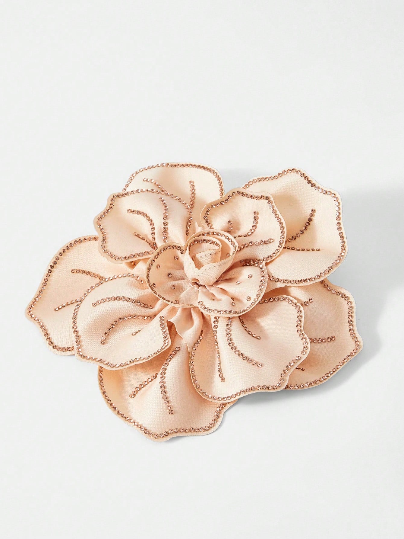 Stor Hårblomst / Broche - i Champagne med Perler