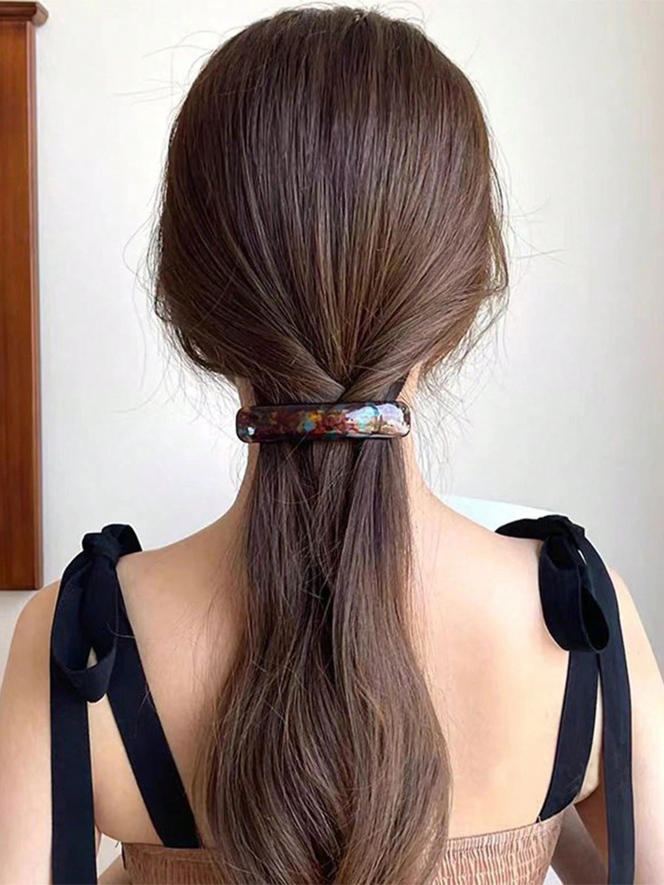 Curved French Patent Hair Clip - in Beige
