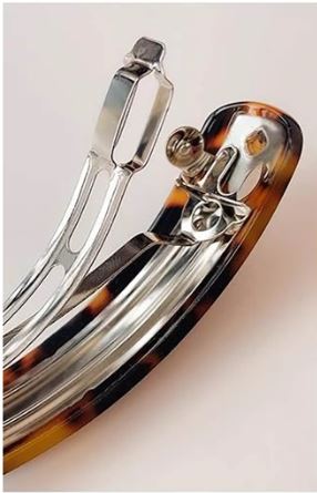 Klassisk Patent-Hårspænde i Leopard Brun