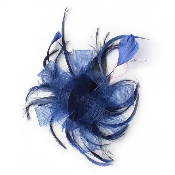 BlÄ Fascinator med SlÞjfe & Fjer