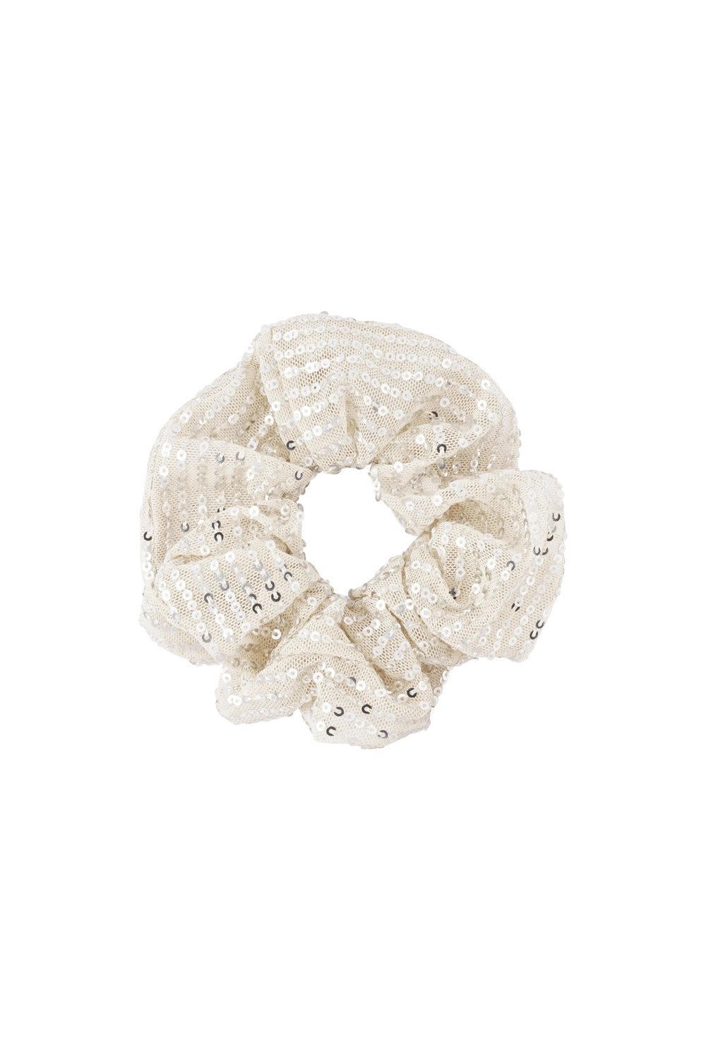 Stor Scrunchie med Pailletter - i Champagne
