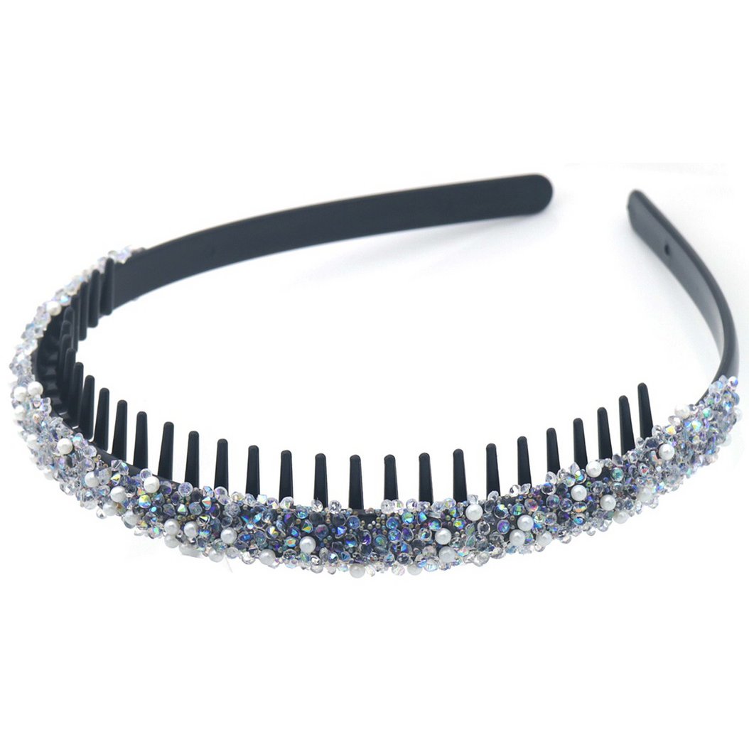 Hårbøjle med Sølv Perler & Indre Kam