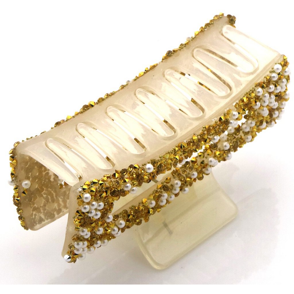 Lys Brun Hårklemme med Glitter Perler