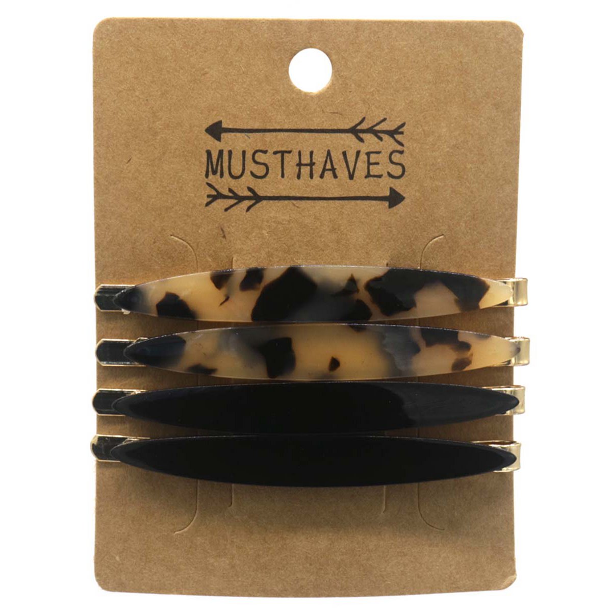 4 Hårklemmer i Sort & Brune Farver