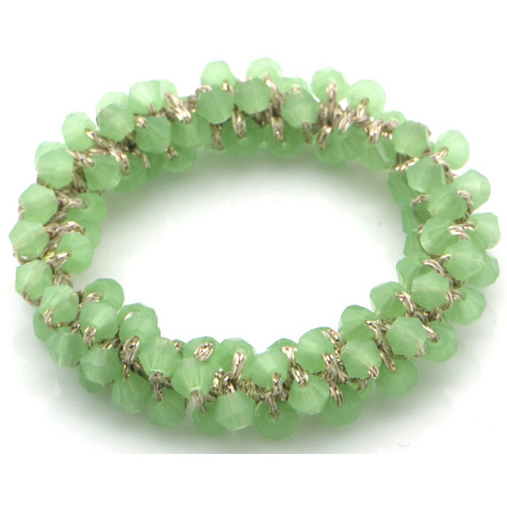 Grøn Hårelastik med Perler