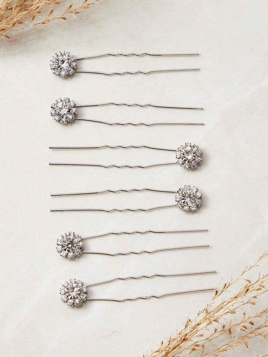 6 stk SÞlv HÄrnÄle med Krystalperle Blomster - SofiaGaver.dk