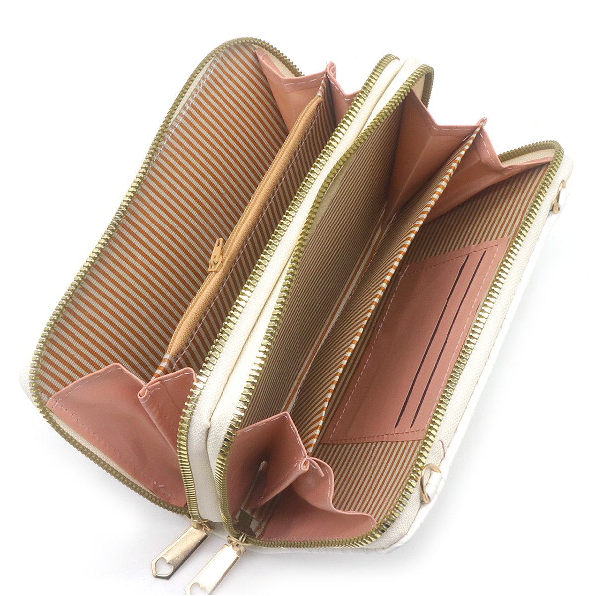 Hvid Skuldertaske med Pung - i Krokodillemønster