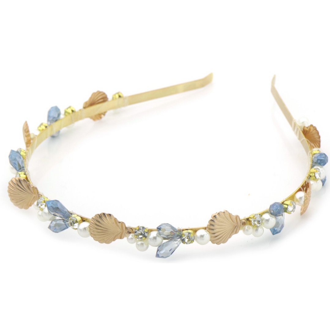 Gylden Hårbøjle med Muslinge & Perler