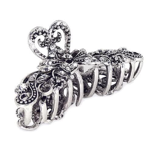 Metal-HÄrklemme m. Blomster & Krystalperler - SofiaGaver.dk