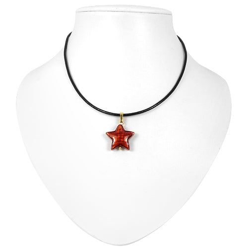 Rødt Stjerne-Smykke i Murano-Glas med Guld - SofiaGaver.dk