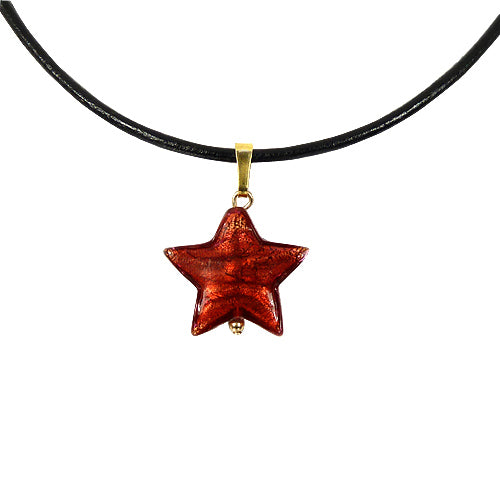 Rødt Stjerne-Smykke i Murano-Glas med Guld - SofiaGaver.dk