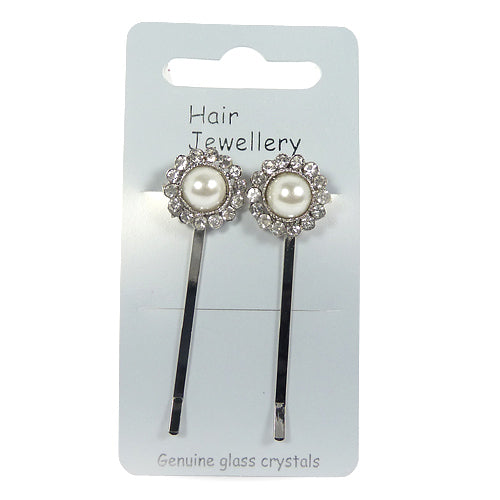 SÞlv-HÄrklemmer m. Hvid Perle & Krystaller - SofiaGaver.dk