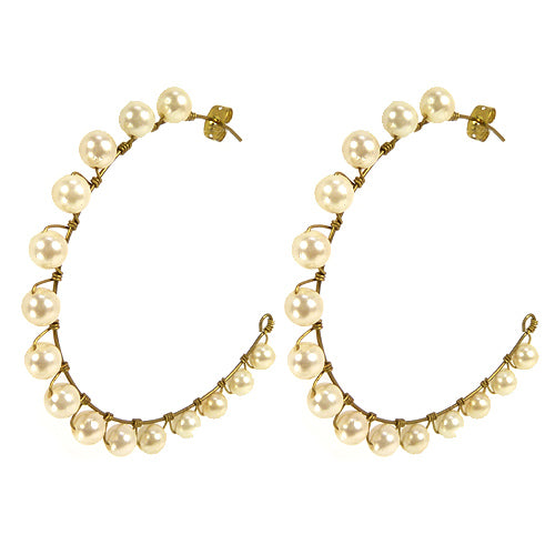Store Øreringe med Hvide Perler - SofiaGaver.dk
