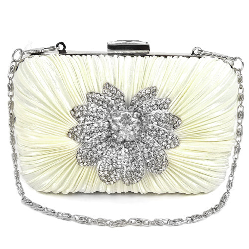 Clutch-Selskabstaske i Cremet Hvid - Satin Hardcase - TILBUD - SofiaGaver.dk