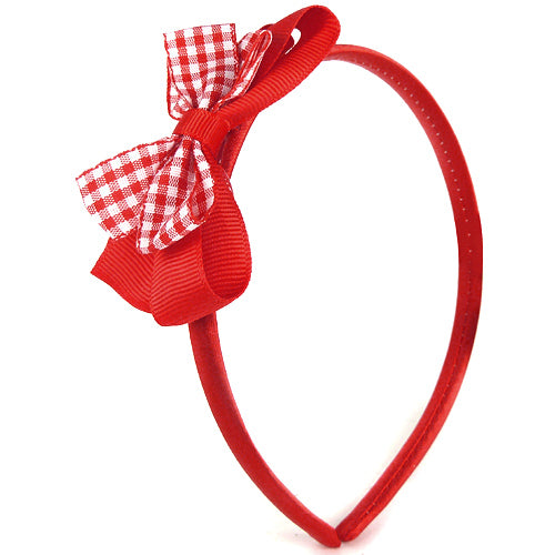 Rød Satin-Hårbøjle - Sløjfe m. Tern - SofiaGaver.dk