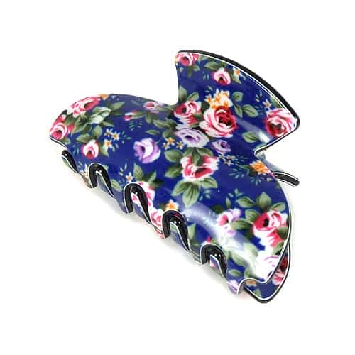 Blå Hårklemme med Blomster-Print - SofiaGaver.dk