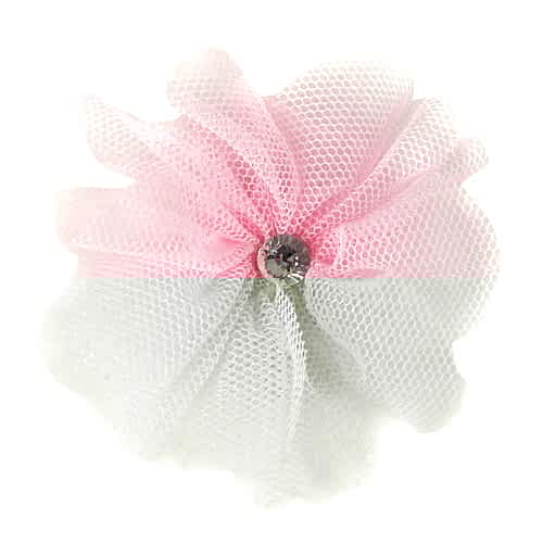 Hårklemme m. Smuk Lyserød Blomst & Swarovski Krystalperle - SofiaGaver.dk