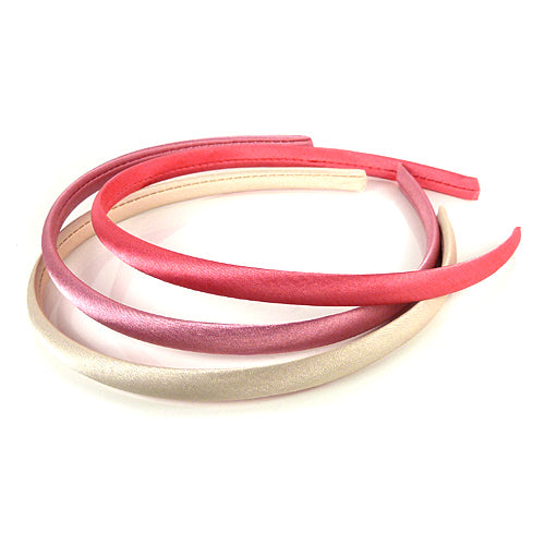 3 Satin-Hårbøjler - i Rosa, Beige & Koral-Rød - SofiaGaver.dk