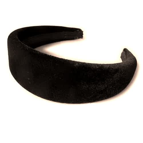 Bred & Polstret Hårbøjle - i Sort Velour - SofiaGaver.dk