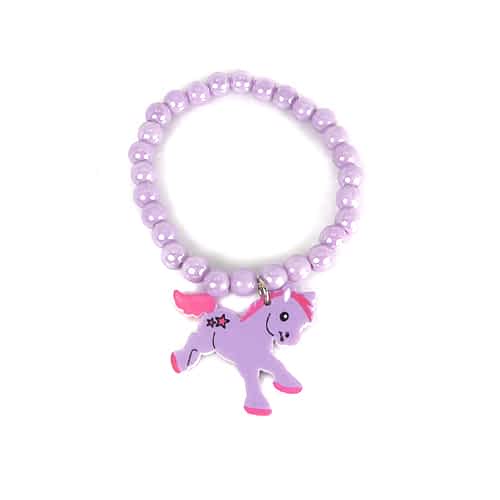Perle-armbånd med Sød Pony Hest - i Lilla - SofiaGaver.dk