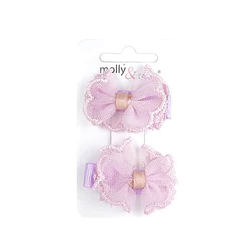 Søde Hårklemmer med Chiffon-Sløjfer - i Lys Lilla - TILBUD - SofiaGaver.dk