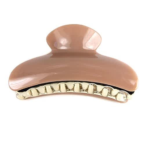 Stor HÄrklemme i Lys Brun m. Glans og GuldtÊnder - SofiaGaver.dk