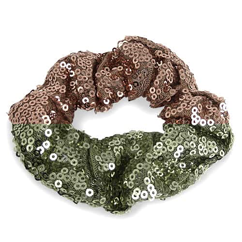 Brun Scrunchie med Glansfulde Pailletter - TILBUD - SofiaGaver.dk