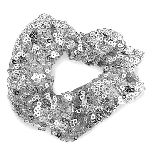 Sølv Scrunchie med Glansfulde Pailletter - SofiaGaver.dk
