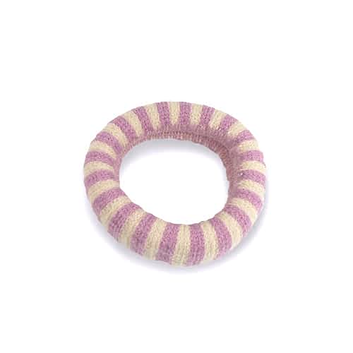 Stor Jersey Hårelastik med Striber - i Rosa-Hvid - SofiaGaver.dk