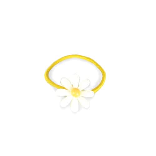 Gule Hårelastikker med Hvid Blomst - SofiaGaver.dk
