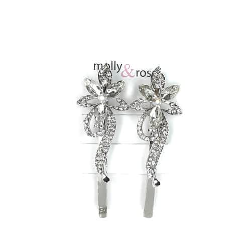 2 HÄrklemmer med Smukke Krystalperle-Blomster - SofiaGaver.dk