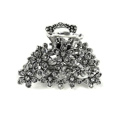 Metal-HÄrklemme m. Blomster & Krystalperler - SofiaGaver.dk