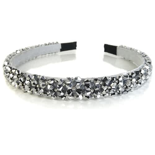 Hairband with Shiny Pearls - in Silver