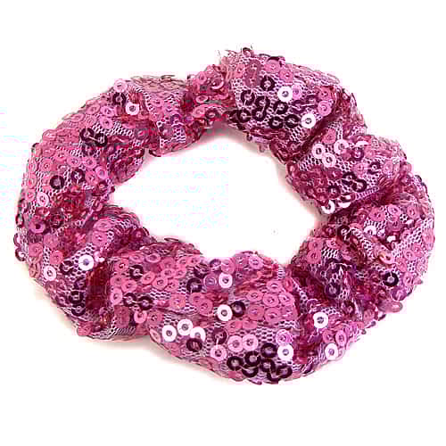 Lille Lilla Scrunchie med Glansfulde Pailletter - SofiaGaver.dk