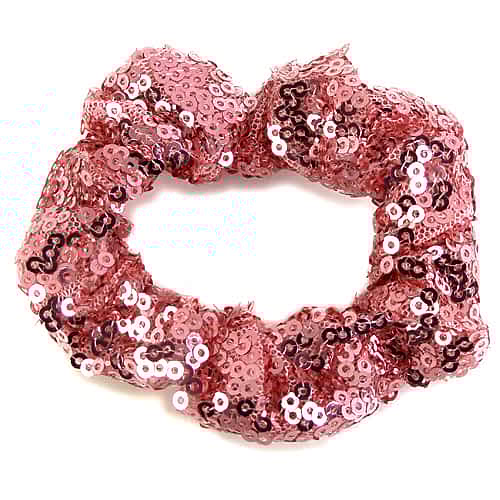 Lille Rosa Scrunchie med Glansfulde Pailletter - SofiaGaver.dk