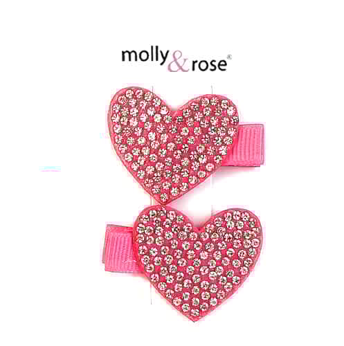 Hårklemmer med Store Krystalhjerter - i Pink - SofiaGaver.dk