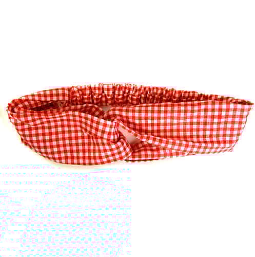 Hårbånd med Snoning - Gingham Ternet - i Rød - SofiaGaver.dk