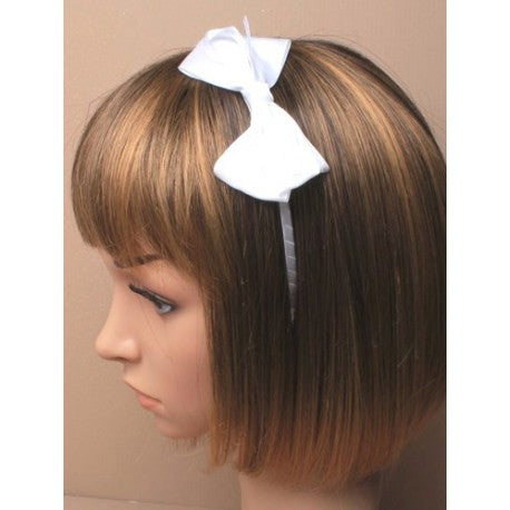 Hvid Satin-Hårbøjle m. Dobbelt-Sløjfe - SofiaGaver.dk