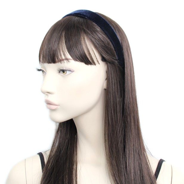 Bred Hårbøjle i Mørk Blå Velour - SofiaGaver.dk