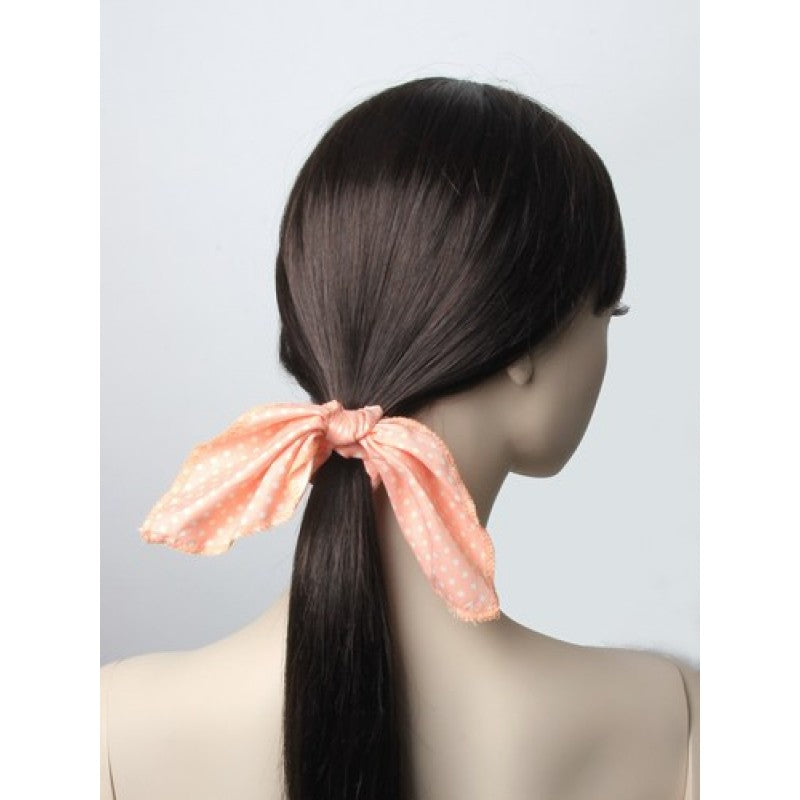 Scrunchie med Bånd - Lys Turkis-Grøn med Hvide Prikker - SofiaGaver.dk