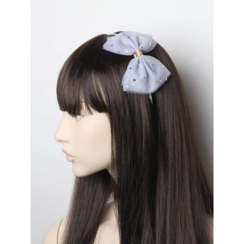 Grå Hårbøjle med Sløjfe, Glitterbånd & Guld-Stjerner - SofiaGaver.dk